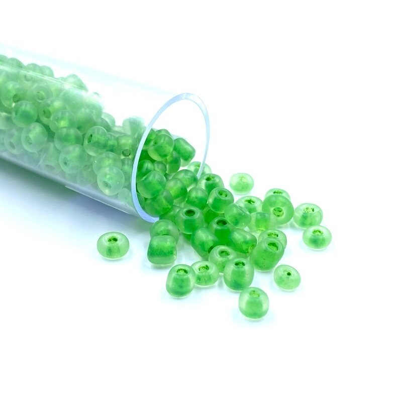 3x4mm žalios sp. biserio karoliukai, ±12g