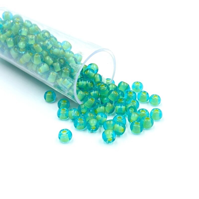 3x4mm žalsvos sp. biserio karoliukai, ±12g