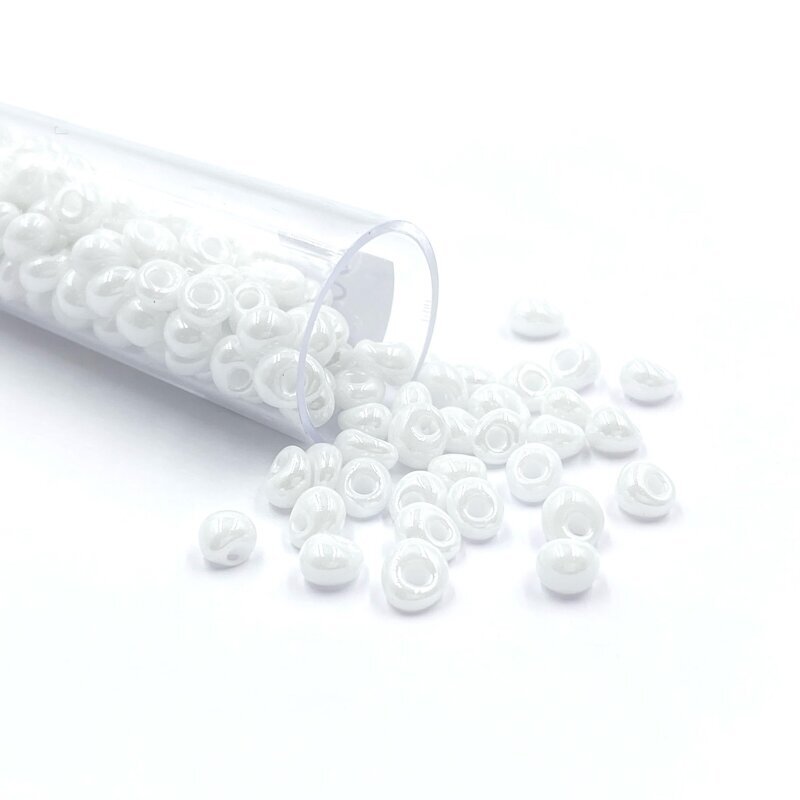 3x5mm perlamutrinės baltos sp. biserio karoliukai, ±13g