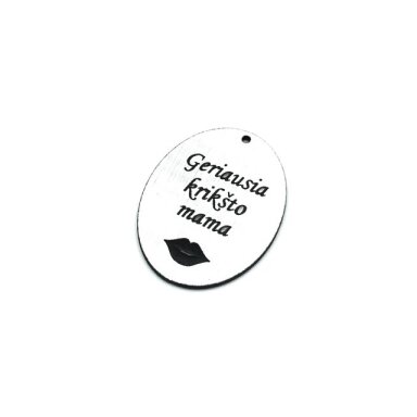 40x30mm sidabro sp. plastiko pakabukas- "Geriausia krikšto mama", 1vnt. 40x30mm sidabro sp. plastiko pakabukas- "Geriausia krikšto mama", 1vnt.