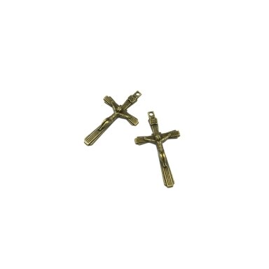 43x24mm žalvario sp. pakabukas kryžius, 5vnt.