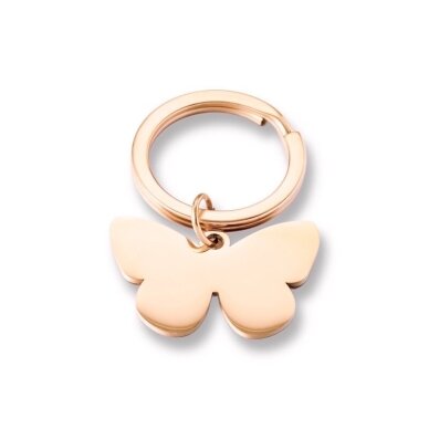 43x30mm rose gold sp. nerūdijančio plieno raktų pakabukas drugelis, 1vnt. 43x30mm rose gold sp. nerūdijančio plieno raktų pakabukas drugelis, 1vnt.