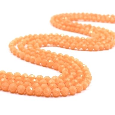 4mm oranžinės sp. facetuota katės akis, ŠVIEČIA TAMSOJE 40cm juosta 4mm oranžinės sp. facetuota katės akis, ŠVIEČIA TAMSOJE 40cm juosta