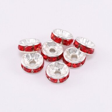 4mm sidabro sp. intarpai su raudonos sp. akutėmis, 20vnt.