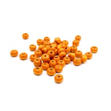 4x5mm oranžinės sp. rondelle formos mediniai karoliukai, 7g (apie 170vnt.)