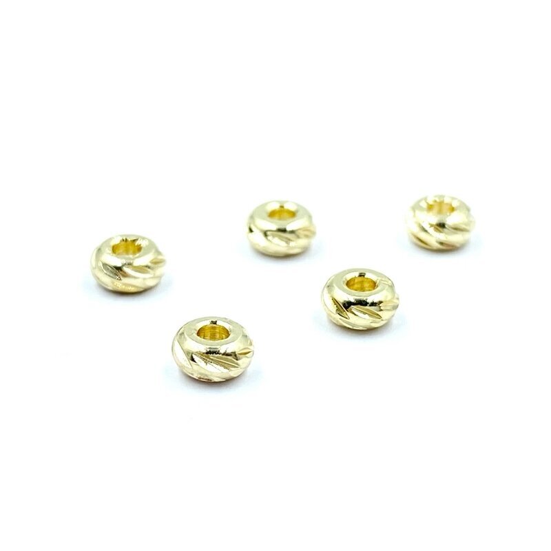 4x2mm 14k aukso sp. nerūdijančio plieno intarpas, 5vnt.