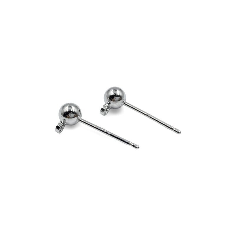 4x6mm platinos sp. nerūdijančio plieno auskarų įvėrimai, 2vnt.