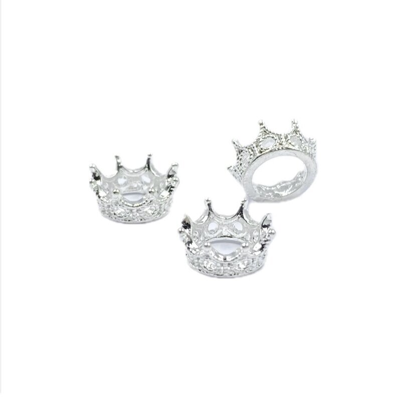 4x8mm sidabro sp. nerūdijančio plieno intarpas karūna, 1vnt.
