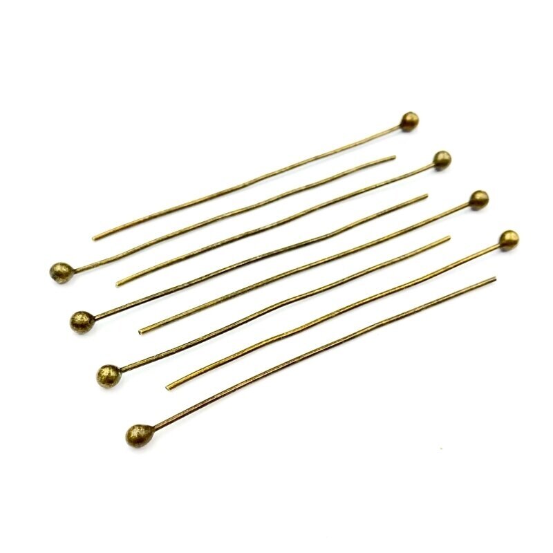 50mm žalvario sp. nerūdijantys vinukai, 2,6mm galvute, 40vnt.