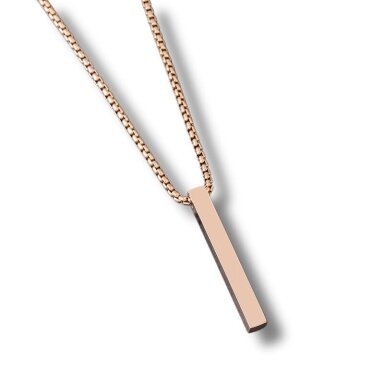 58cm nerūdijančio plieno grandinėlė su pakabuku, rose gold sp. 1vnt.