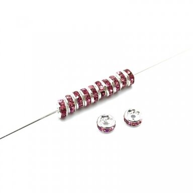 5mm sidabro sp. intarpas su rožinėmis akutėmis, 15vnt.