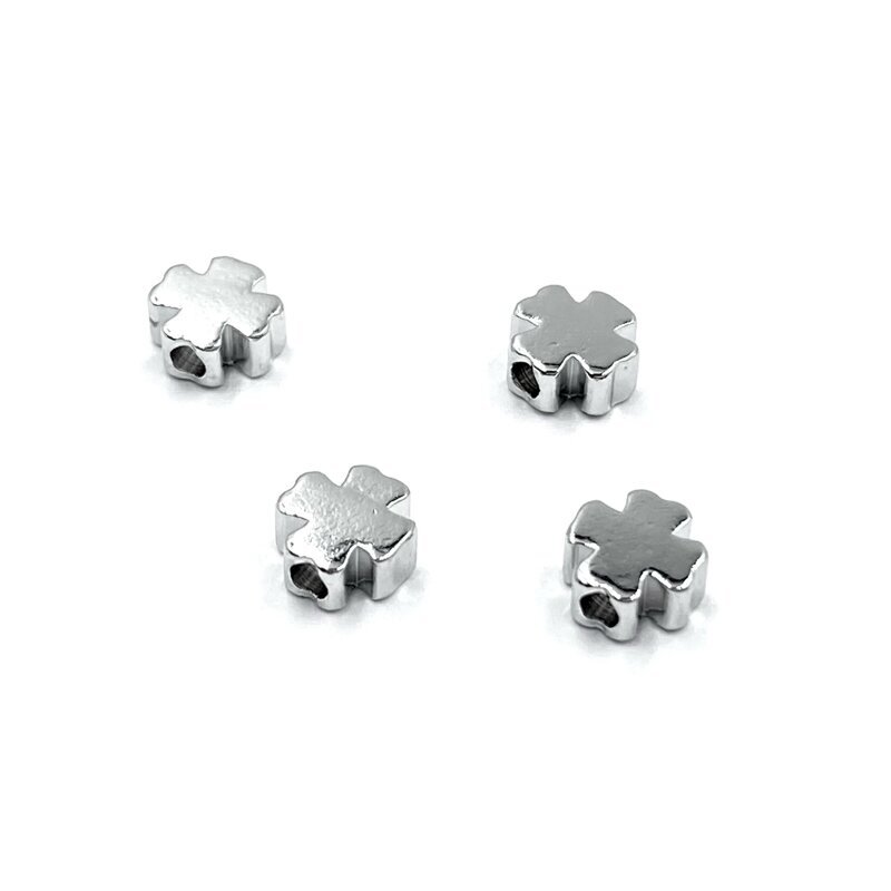 5mm platinos sp. nerūdijančio plieno intarpas dobiliukas, 4vnt. 5mm platinos sp. nerūdijančio plieno intarpas dobiliukas, 4vnt.