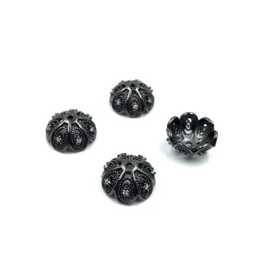 5x12mm juodintos sp. nerūdijančio plieno kepurėlės su cirkonio akutėmis, 2vnt. 5x12mm juodintos sp. nerūdijančio plieno kepurėlės su cirkonio akutėmis, 2vnt.