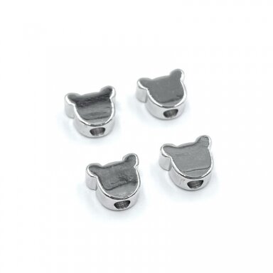 5x6mm platinos sp. nerūdijančio plieno intarpas meškiukas, 4vnt. 5x6mm platinos sp. nerūdijančio plieno intarpas meškiukas, 4vnt.