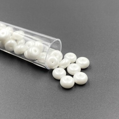 5x8mm perlamutrinės baltos sp. biserio karoliukai, ±13g