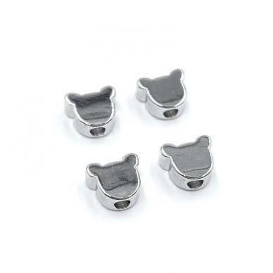 5x6mm platinos sp. nerūdijančio plieno intarpas meškiukas, 4vnt. 5x6mm platinos sp. nerūdijančio plieno intarpas meškiukas, 4vnt.