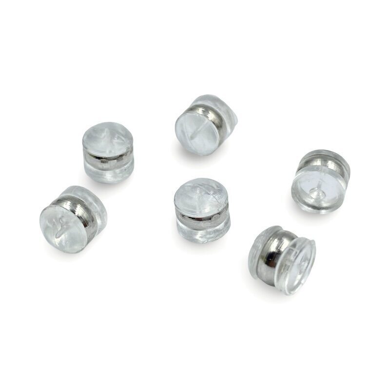 5x5mm platinos sp. nerūdijančio plieno ir silikono auskarų fiksatoriai, 6vnt.