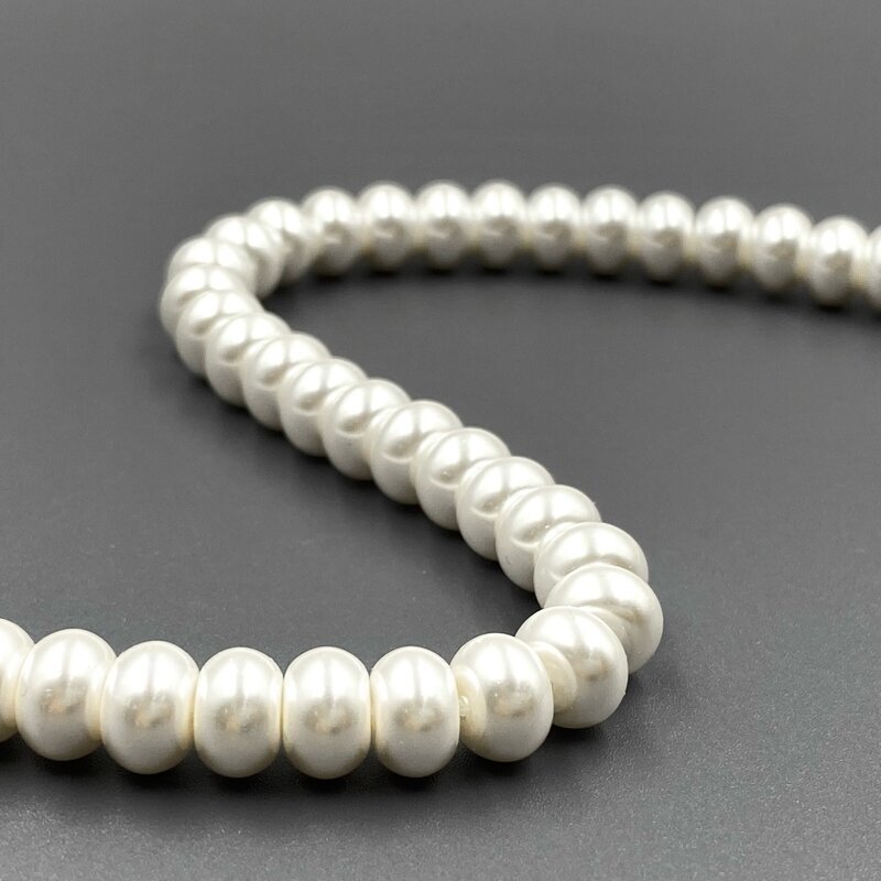 5x8mm kreminės sp. perlų masės karoliukai, 40cm juosta