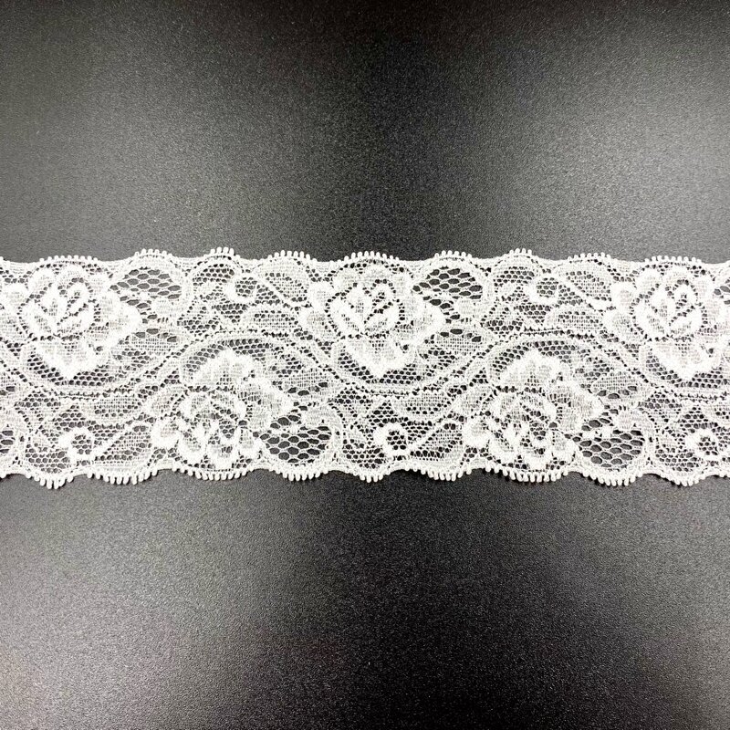60mm baltos sp. elastinis nėrinys, 1m