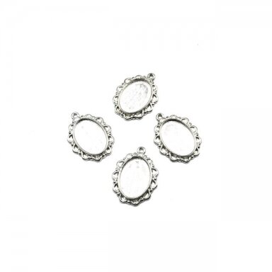 27x21mm sidabro sp. rėmelis 18,2x13,2mm kabošonui, 6vnt.