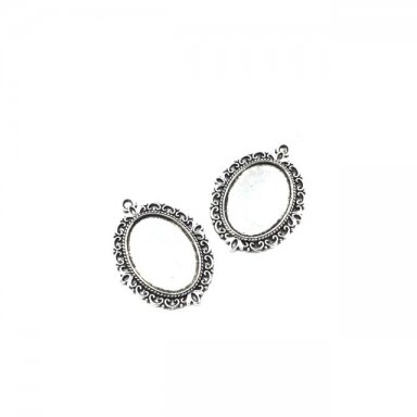 40x30mm sidabro sp. rėmelis 24,9x18,1mm kabošonui, 4vnt.