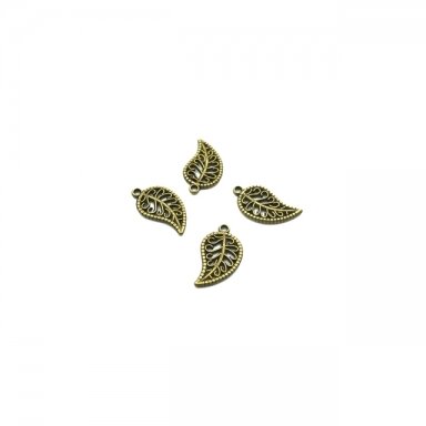 19x11mm žalvario sp. pakabukas lapelis, 19vnt.