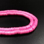 6mm perlamutrinės rožinės sp. polimerinio molio karoliukai, 40cm juosta