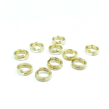 6mm 14k aukso sp. nerūdijančio plieno dvidubi žiedeliai, 10vnt. 6mm 14k aukso sp. nerūdijančio plieno dvidubi žiedeliai, 10vnt.