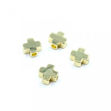 6mm 14k aukso sp. nerūdijančio plieno intarpas pliusas, 4vnt. 6mm 14k aukso sp. nerūdijančio plieno intarpas pliusas, 4vnt.