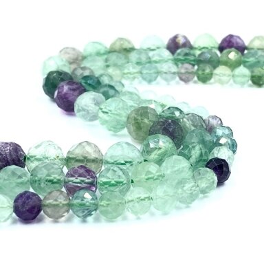6mm facetuotas fluoritas, 40cm juosta 6mm facetuotas fluoritas, 40cm juosta