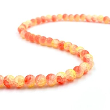 6mm matinis oranžinės ir geltonos sp. kalnų krištolas, 40cm juosta 6mm matinis oranžinės ir geltonos sp. kalnų krištolas, 40cm juosta