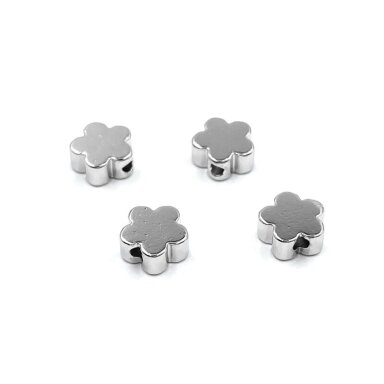  6mm platinos sp. nerūdijančio plieno intarpas gėlė, 4vnt.