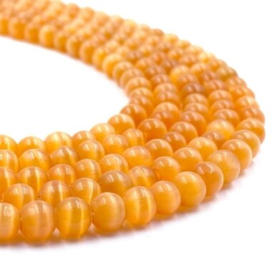 6mm oranžinės sp. katės akis, 40cm juosta 6mm oranžinės sp. katės akis, 40cm juosta