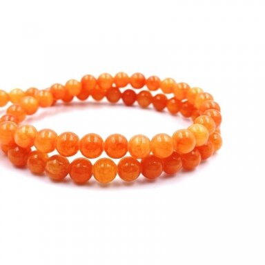 6mm oranžinės sp. žadeitas, 40cm juosta