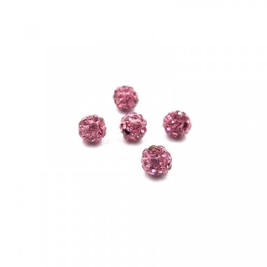 6mm rožinės sp. shamballa karoliukai, 10vnt.