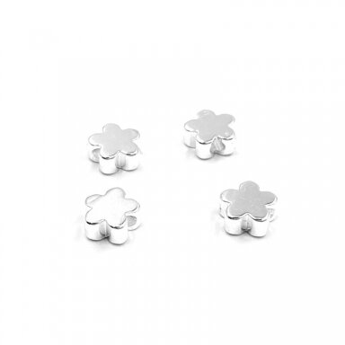  6mm sidabro sp. nerūdijančio plieno intarpas gėlė, 4vnt.