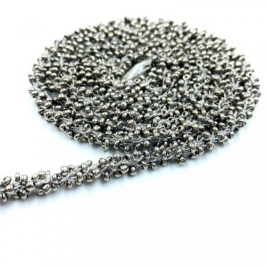 6mm tamsios pilkos sp. dekoratyvinė biserio juostelė, 1m