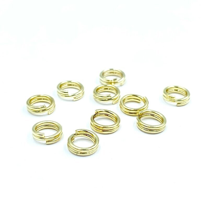 6mm 14k aukso sp. nerūdijančio plieno dvidubi žiedeliai, 10vnt.