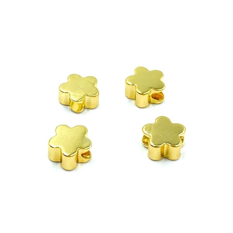 6mm 18k aukso sp. nerūdijančio plieno intarpas gėlė, 4vnt. 6mm 18k aukso sp. nerūdijančio plieno intarpas gėlė, 4vnt.