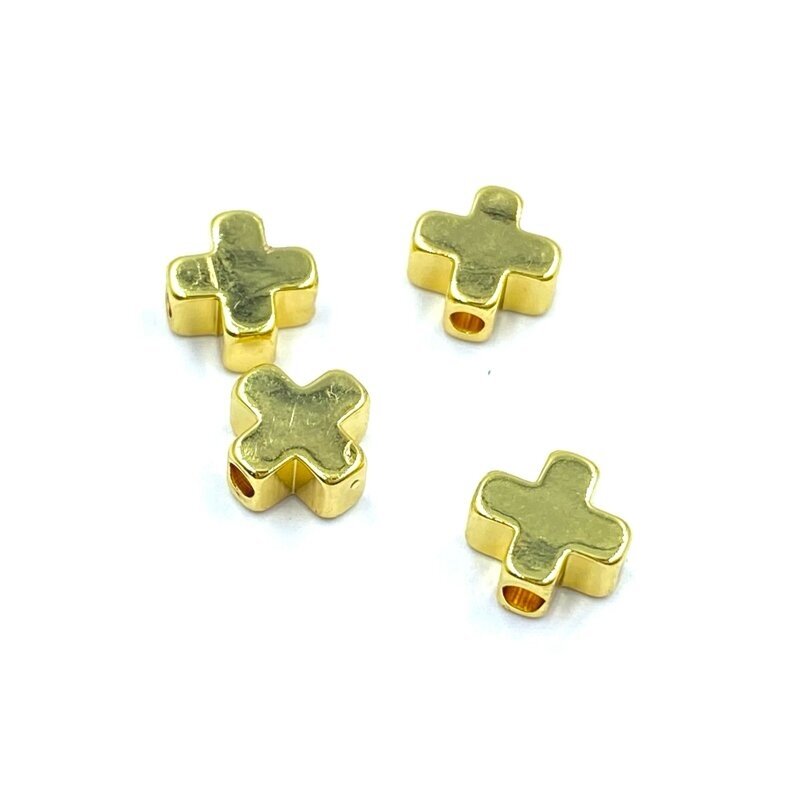 6mm 18k aukso sp. nerūdijančio plieno intarpas pliusas, 4vnt.
