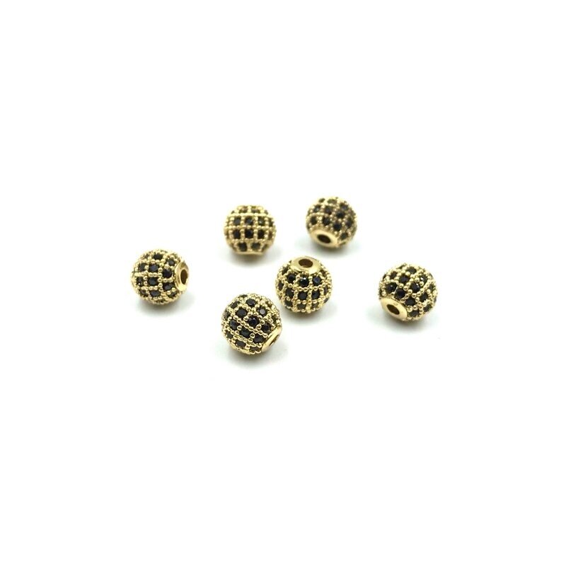 6mm aukso sp. nerūdijančio plieno intarpas su cirkoniais, 1vnt.