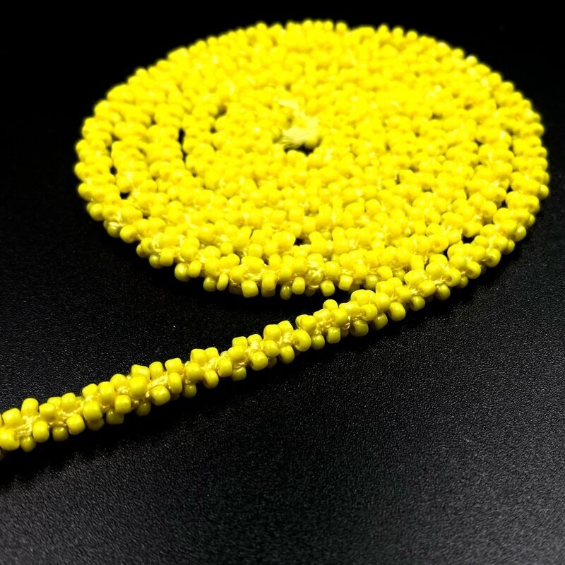 6mm geltonos sp. dekoratyvinė biserio juostelė, 1m