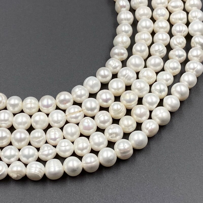 6mm natūralūs gėlavandeniai perlai, 35cm juosta