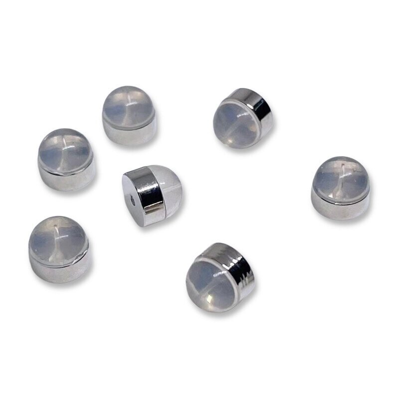 6mm platinos sp. nerūdijančio plieno ir silikono auskarų fiksatoriai, 2vnt.