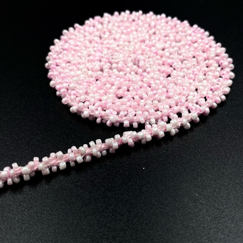 6mm rožinės sp. dekoratyvinė biserio juostelė, 1m
