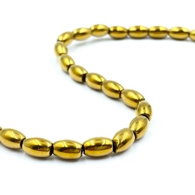 6x4mm 18k aukso sp. hematitas, 40cm juosta 6x4mm 18k aukso sp. hematitas, 40cm juosta