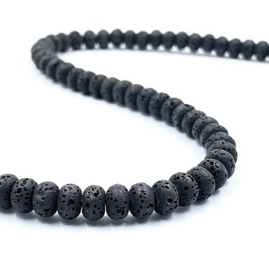 6x4mm juodos sp. lava, disko formos, 40cm juosta