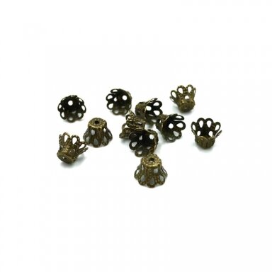 6x5mm žalvario sp. ažūrinės kepurėlės, 85vnt.