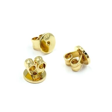 6x6mm 14k aukso sp. nerūdijančio plieno auskarų fiksatoriai, 2vnt. 6x6mm 14k aukso sp. nerūdijančio plieno auskarų fiksatoriai, 2vnt.