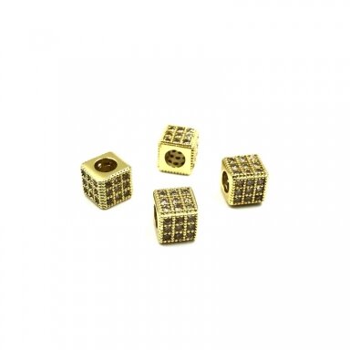 6x6mm aukso sp. nerūdijančio plieno intarpas su cirkoniais, 1vnt. 6x6mm aukso sp. nerūdijančio plieno intarpas su cirkoniais, 1vnt.